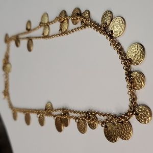 Lucky Star Jewels Gold tone necklace with hammered discs 35" +3" ext